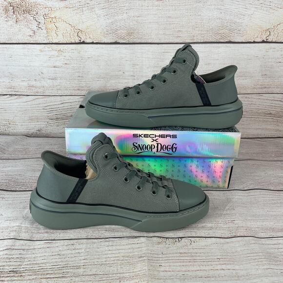 Skechers Snoop One Boss Life Mens Sz 8 Womens Sz 9.5 Sneakers Canvas Olive Green - Picture 2 of 11
